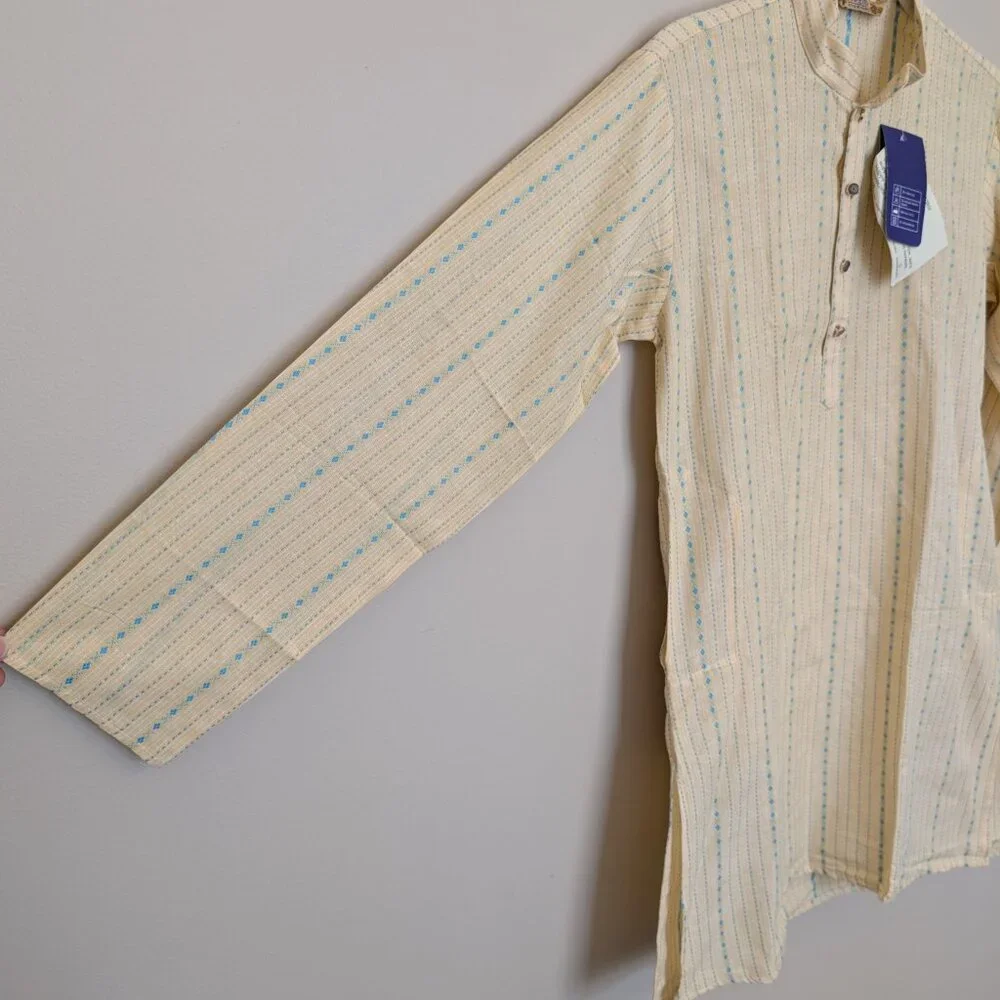 NWT Pro Ethic yellow and teal kurta tunic with pockets boys size 14 - Picture 3 of 9